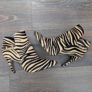Sam Edelman Boots Fiora Animal Print Ankle Zebra Stripe Bootie US  Womens Sz 7